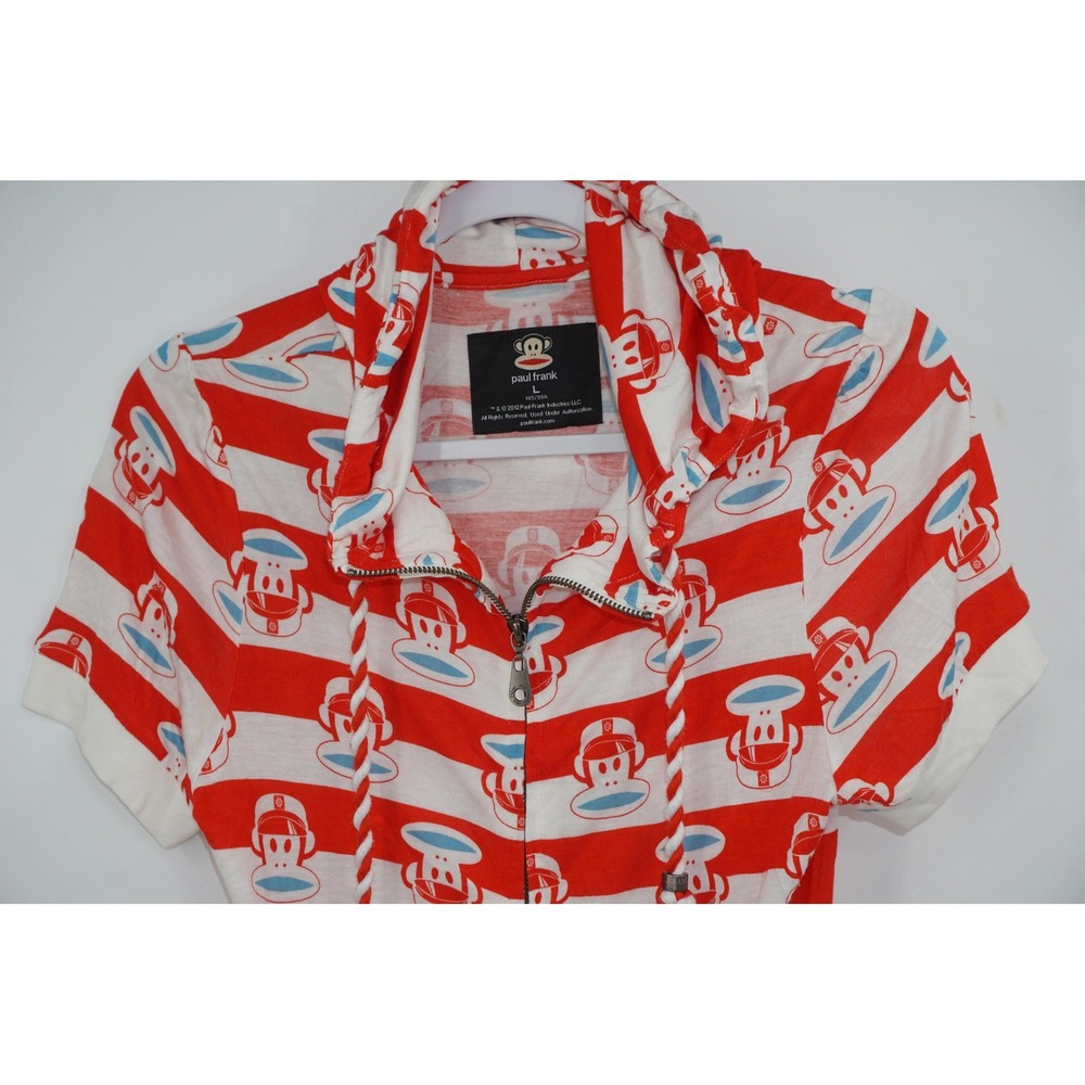 Paul Frank Hoodie Womens Large Red White Short Sleeve Full Zip‎ Julius Monkey - Picture 2 of 4